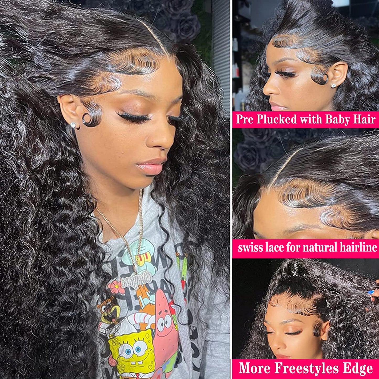 Deep Wave Human Hair 4 Bundles (22 24 26 28) 12A 100% Unprocessed Brazilian Virgin Remy Deep Curly Weave Human Hair Bundles Hair Weft Extensions Natural Black for Black Women