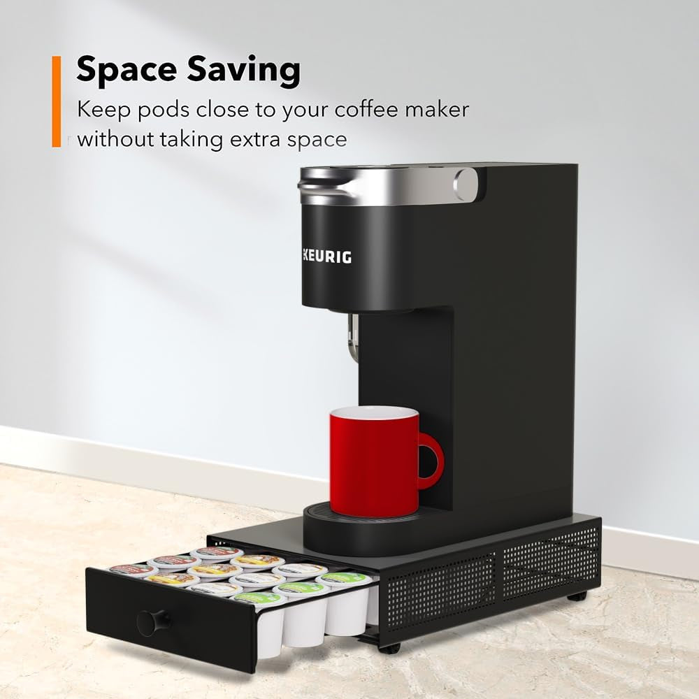 K Cup Organization Storage Drawer Maker K Cup Holder Coffee Pod Organizer Stand Tray Counter Rack Countertop Maker Stand Capsules Compatible with Keurig Accessories Holds 24 Pods