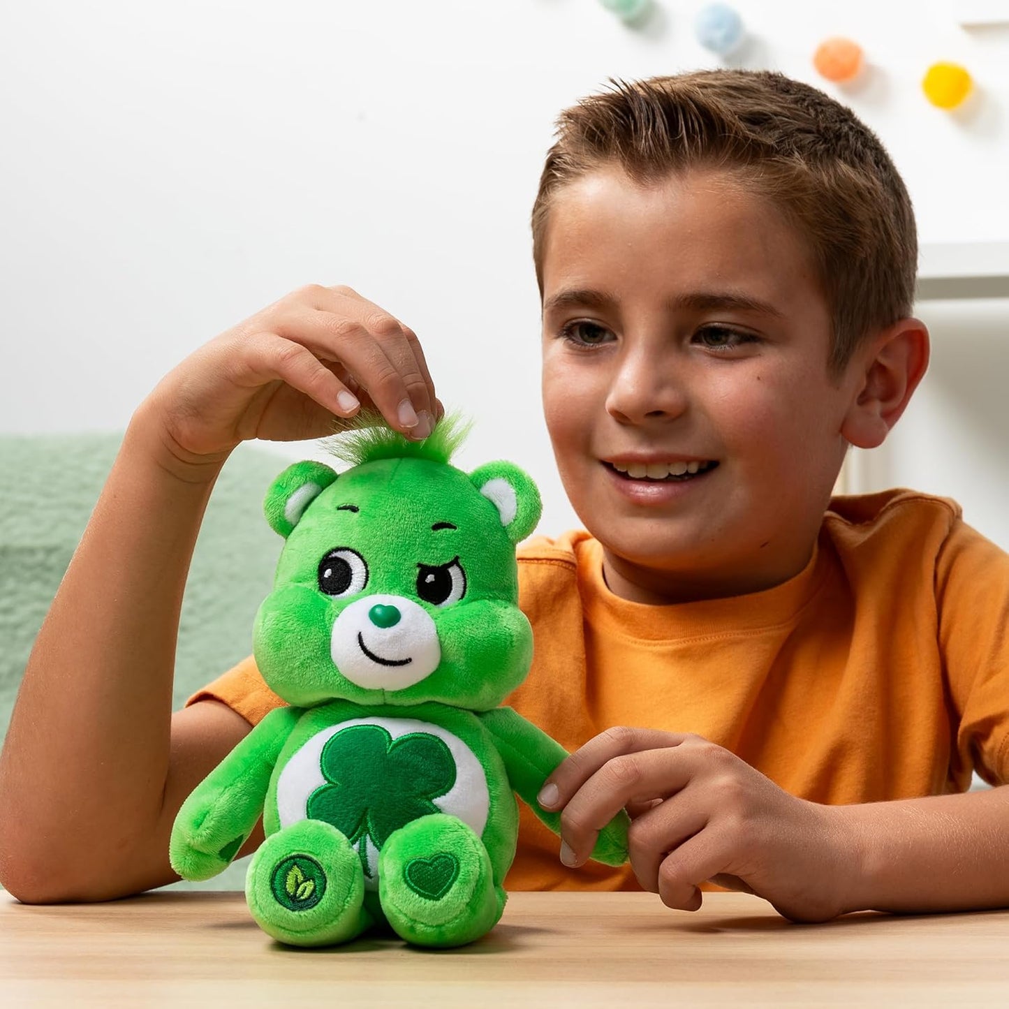 Care Bears | Good Luck Bear 22Cm Bean Plush | Collectable Cute Plush Toy, Cuddly Toys for Children, Soft Toys for Girls and Boys, Cute Teddies Suitable for Girls and Boys Ages 4+ |  22045 UK