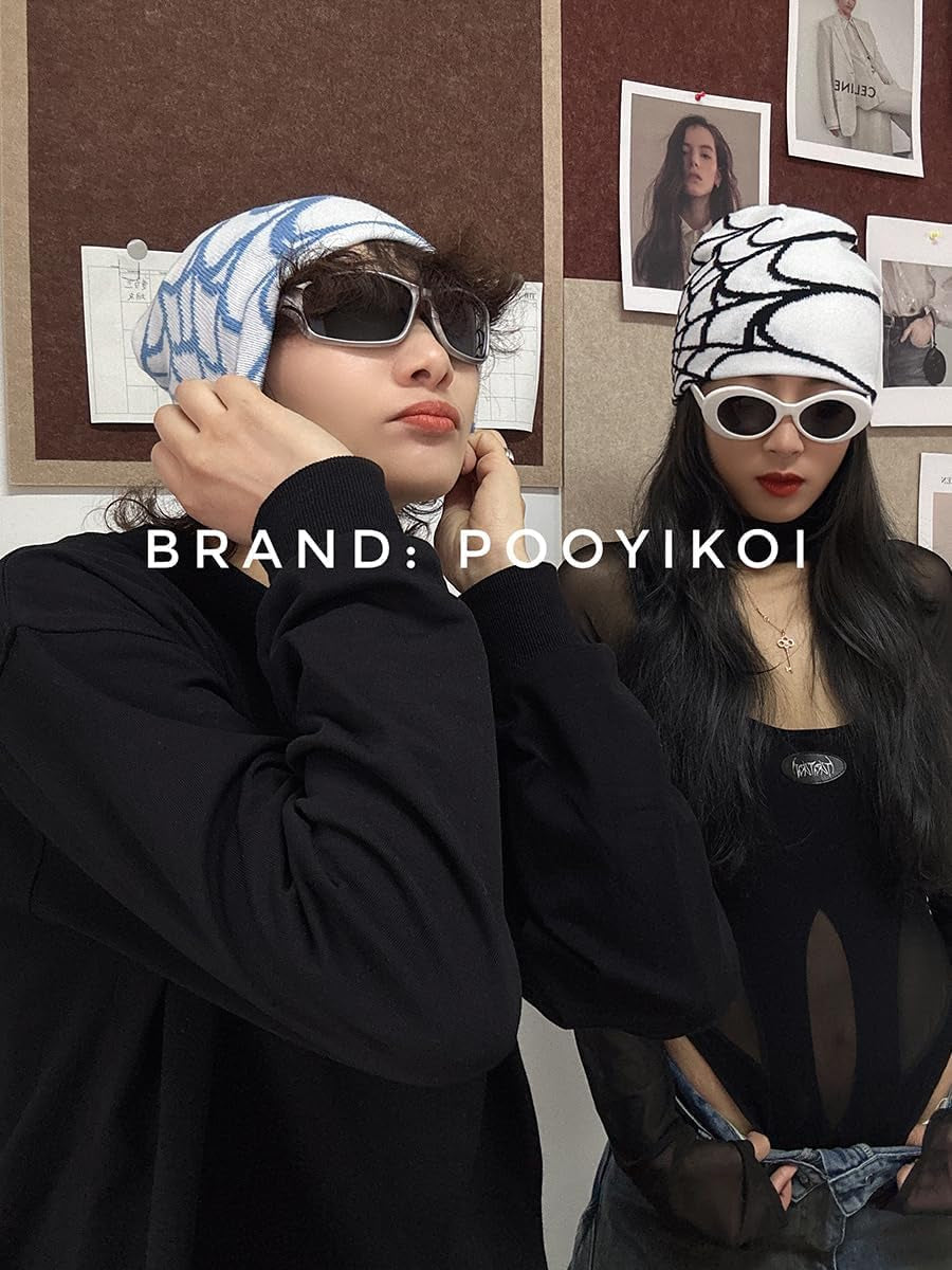 Y2K Gothic Spider Pattern Wool Acrylic Knitted Hat Women Beanie Winter Warm Beanies Men Casual Skullies Outdoor