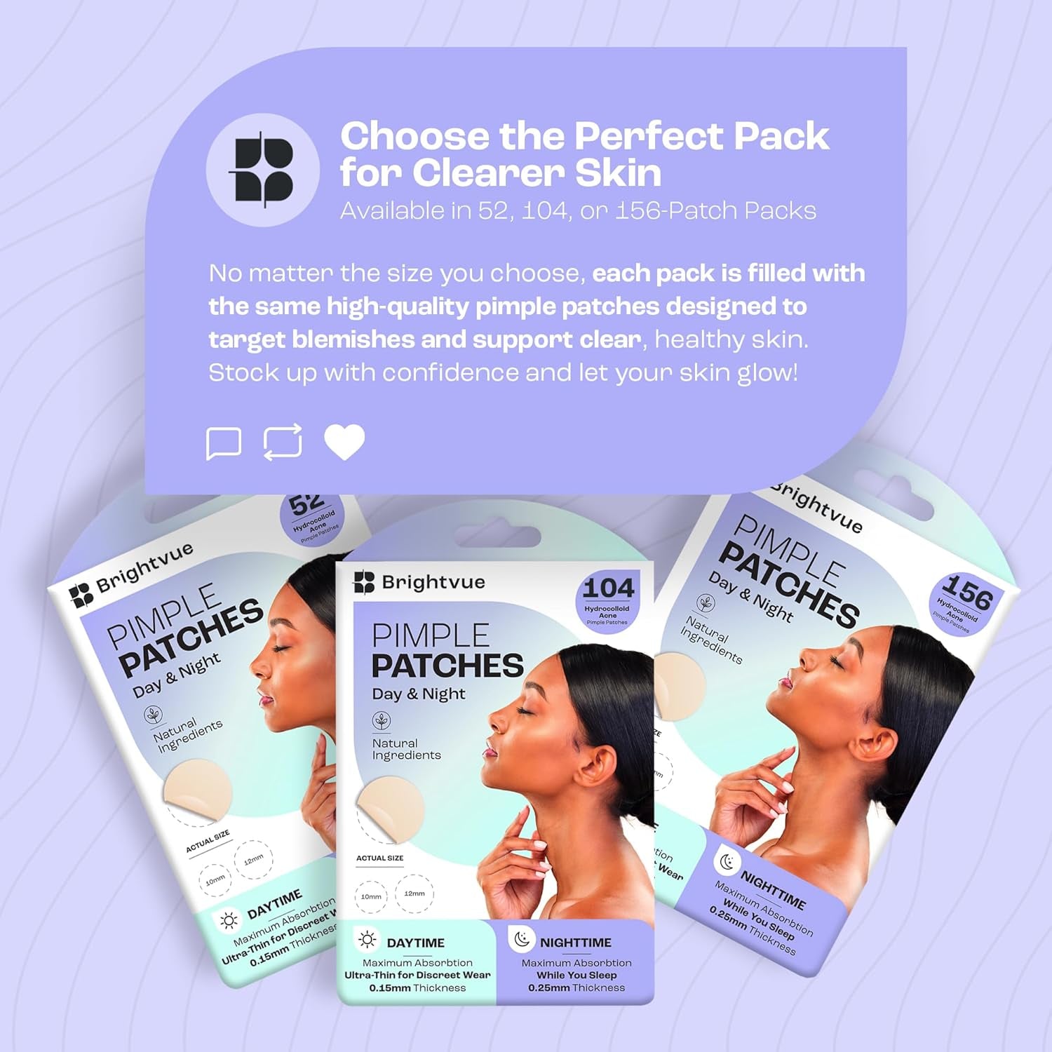 Hydrocolloid Pimple Patches with Salicylic Acid, Tea Tree Oil & Calendula Oil – AM/PM Dual Thickness for Day & Night Use – Acne Spot Treatment in 2 Sizes – Maximum Absorption for Clear Skin - 52 Count