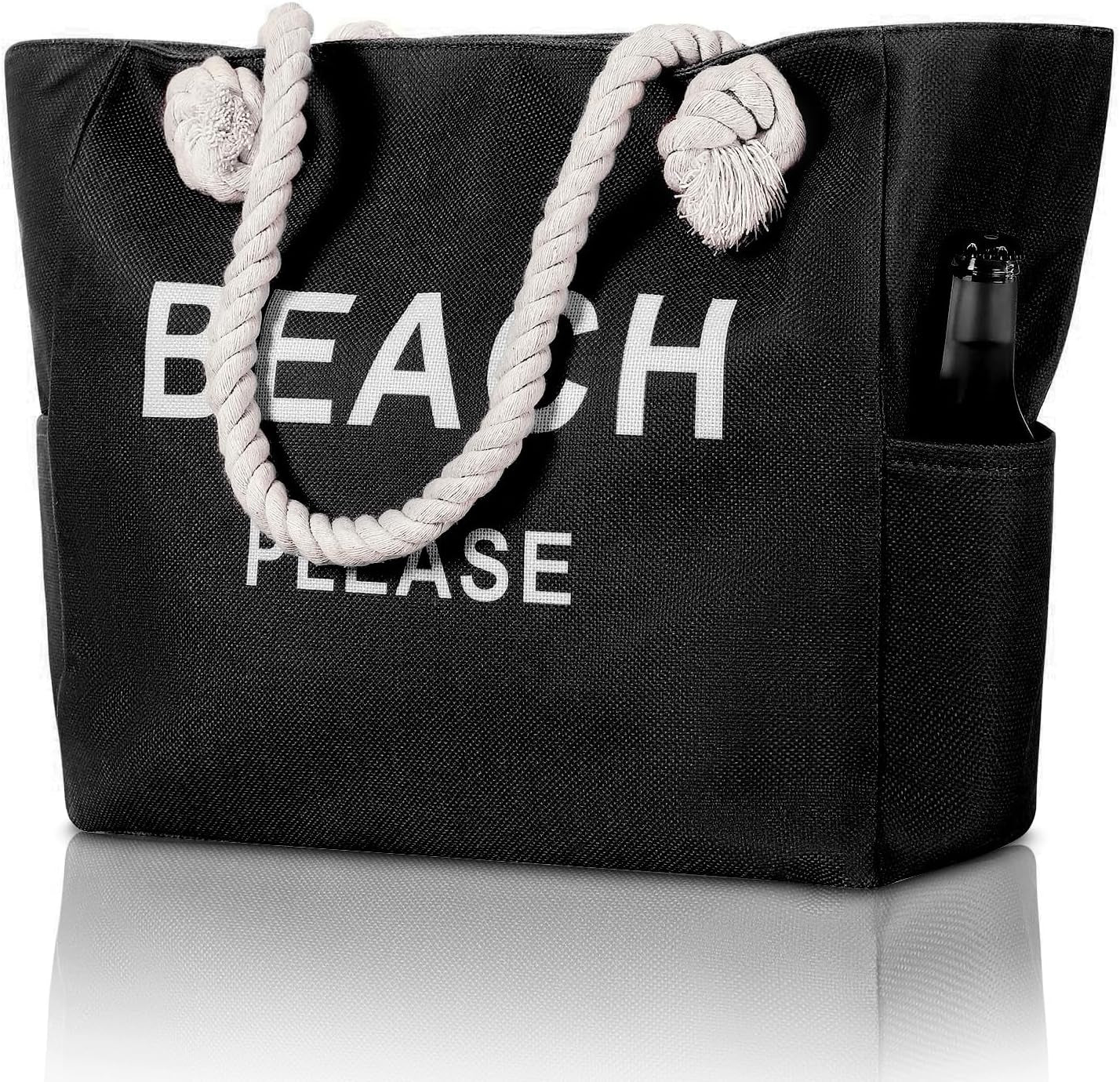 Large Canvas Beach Tote Bag with Zipper Women Swim, Travel, Shopping, Gym and Beach Holiday Cruise Essentials
