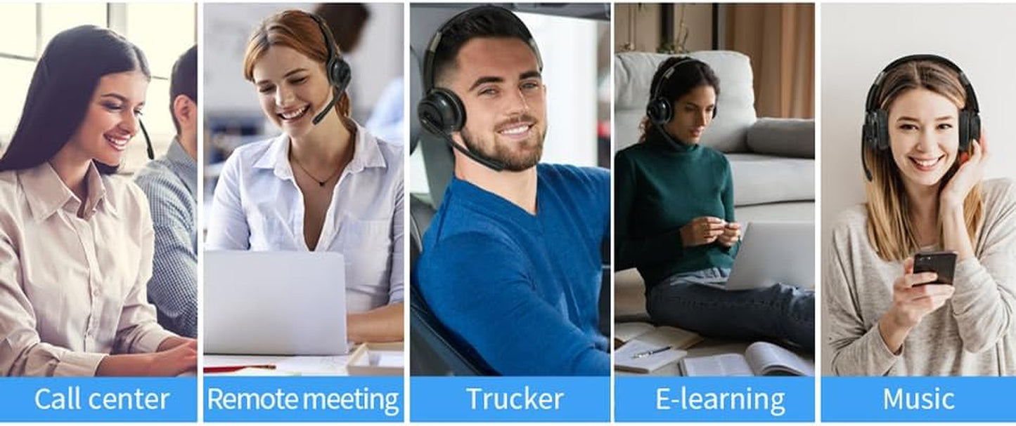 Bluetooth Headset with Microphone, V5.2 Single and Dual Ear Wireless Headphones with AI Noise Cancelling for Cell Phone, Laptop,Trucker, Home Office, Call Center,Zoom, Online Class 1 TRUCK DRIVER