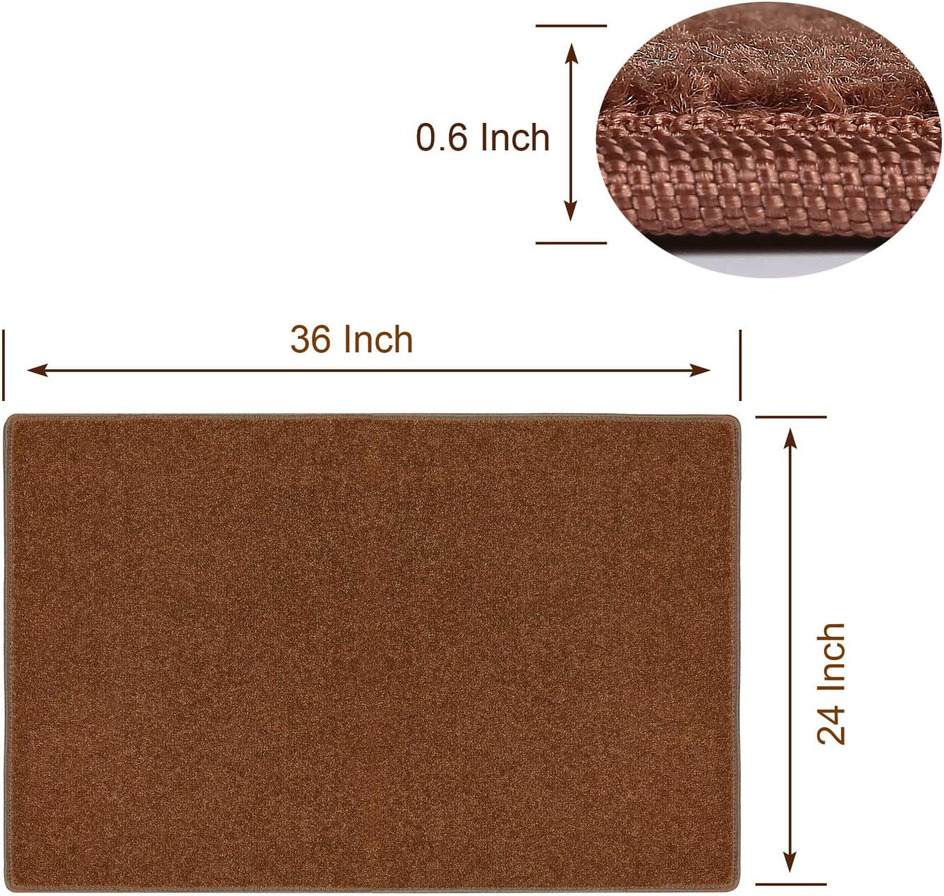 Carpet Stair Tread Landing Mat Tape Free Self Adhesive Non Slip Skid Resistant Indoor Doormat Area Rug Floor Mat for Kitchen Bathroom Workstations Washable Rectangle 2' X 3' (Brown)