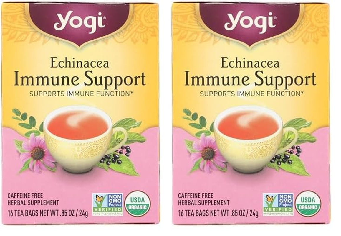 Echinacea Immune Support Organic Tea, Caffeine-Free, Vegan Friendly, Kosher, USDA Certified Organic, Non-Gmo, 16 Tea Bags TLBH