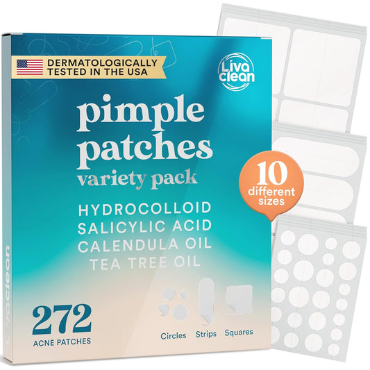 272 CT Pimple Patches Variety Pack W/Tea Tree Oil, Salicylic Acid & Calendula Oil - Pimple Patches Large, Large Acne Dressing for Face Acne Patch XL, Hydrocolloid Patch