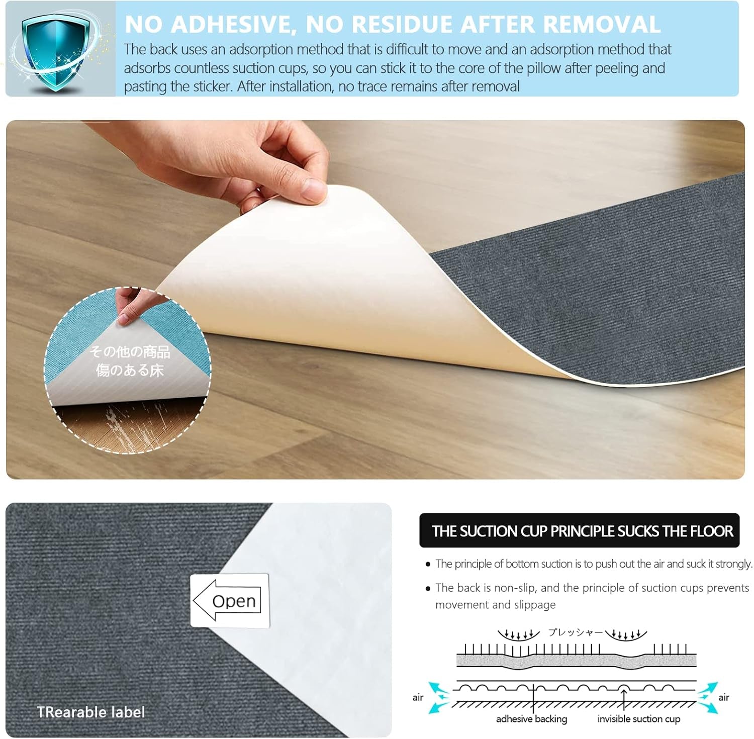 8" X 30" (15 in Pack) Non-Slip Stair Treads Carpet for Wooden Steps, Self-Adhesive Stair Treads Mat, Safety Indoor Stair Runner Mats, anti Slip Stair Rugs for Kids Elders and Dogs，Grey