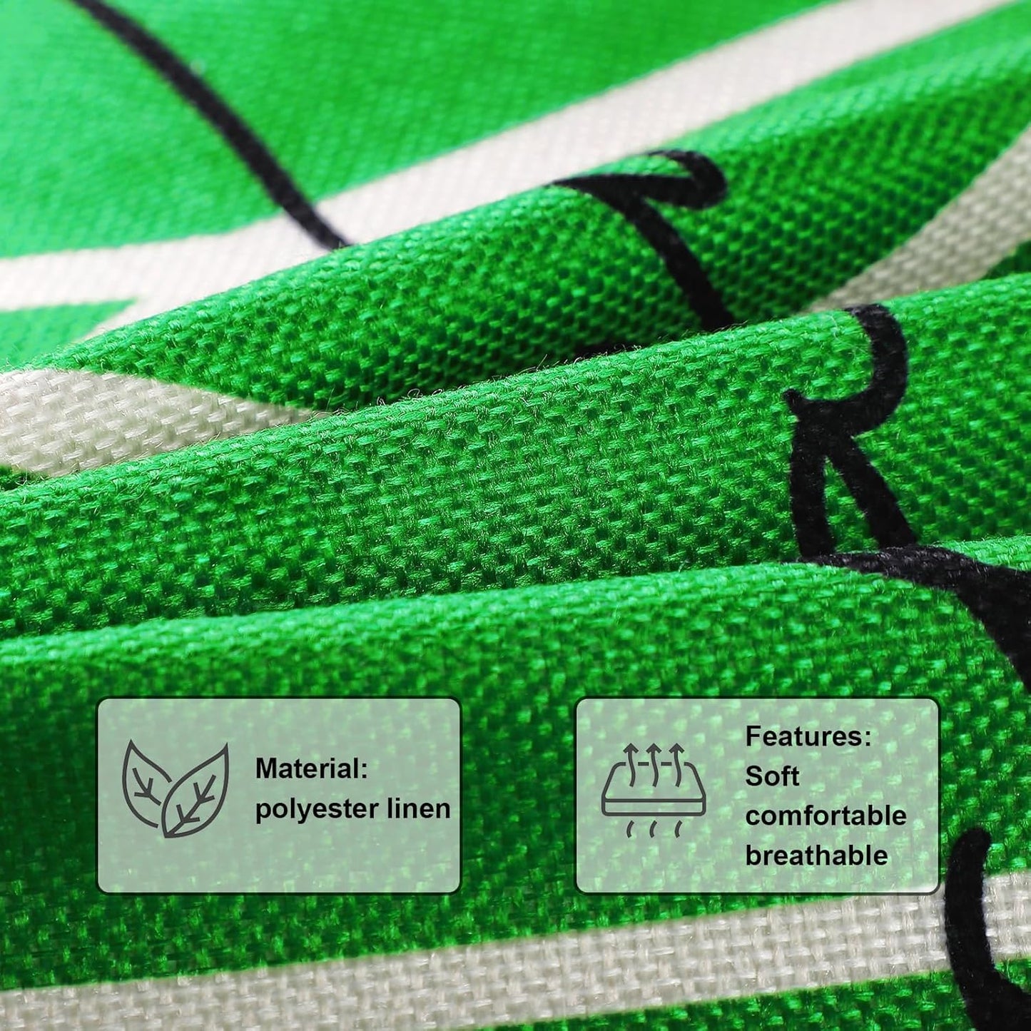 St Patricks Day Decor-Throw Pillow Covers 18X18 in Set of 4,Shamrock Linen Pillow Case with Green Hat Irish for Large Couch Sofa Home Indoor Outdoor Holiday Decorations