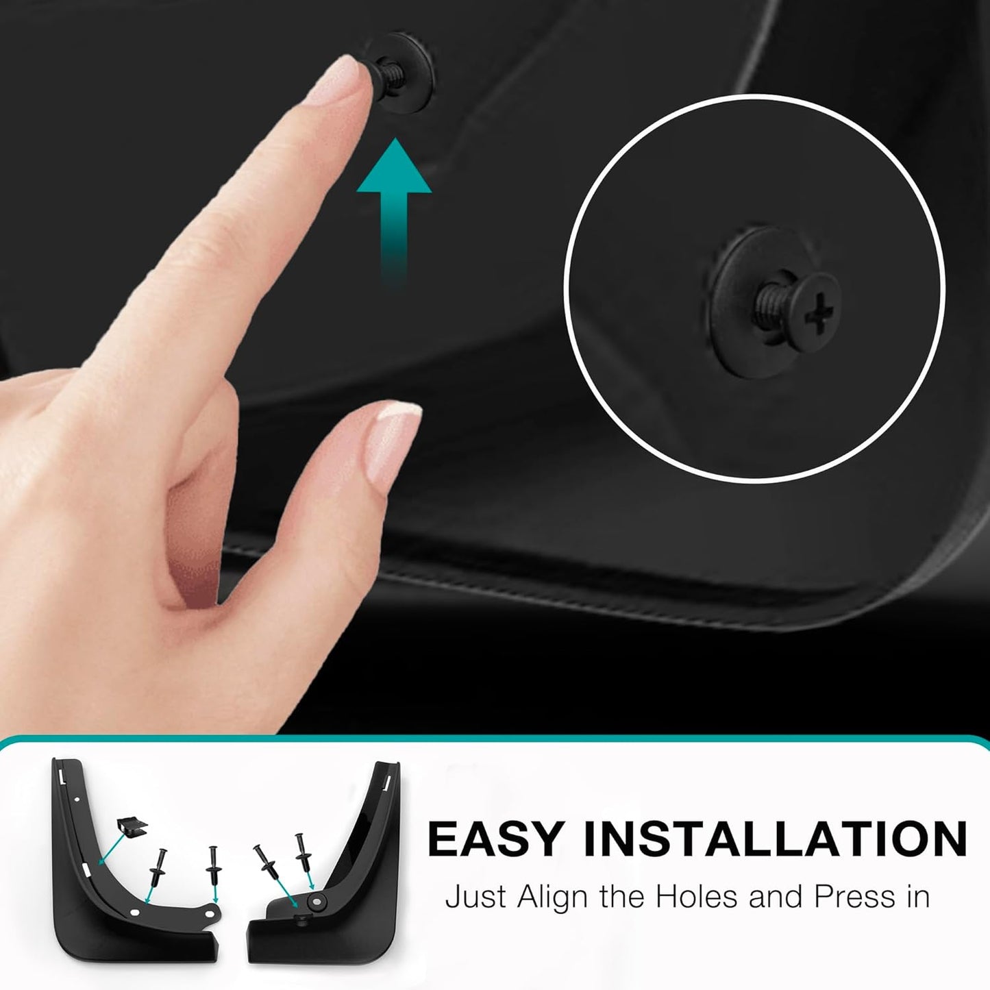 Mud Flaps for Tesla Model 3 2016-2023 No Drilling Required Splash Guards Model 3 Accessories All-Weather Protection Fenders (Pack of 4)