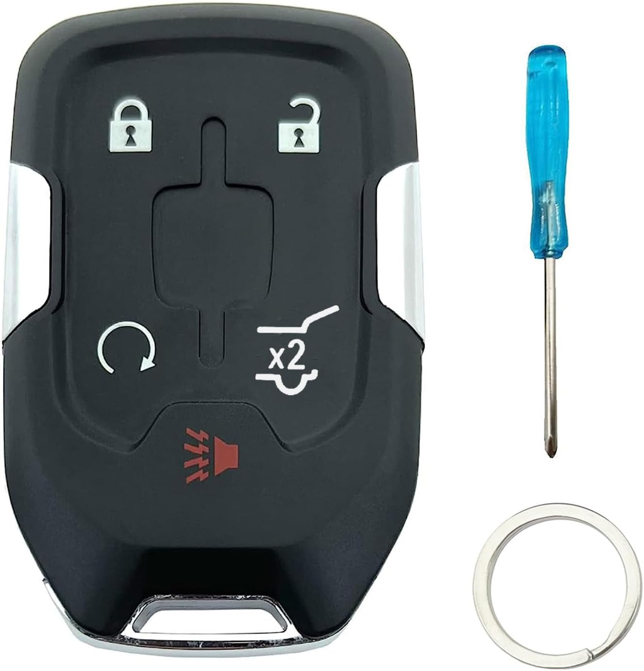 Smart Key Fob Cover Case Shell Fit for 2022 2021 2020 2019 Chevy Silverado and GMC Sierra 1500 2500HD 3500HD Keyless Entry Remote Key Fob (Without Chip, 5 Buttons)