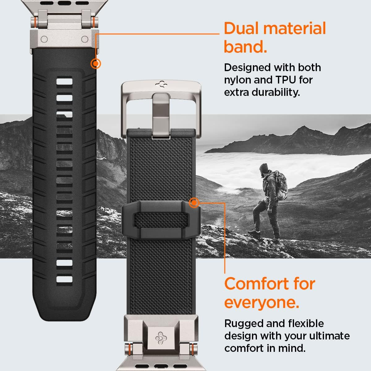 Durapro Armor Designed for Apple Watch Band for Apple Watch Ultra2/Apple Watch Ultra 49Mm, Series 9/8/SE2/7/6/SE/5/4/3/2/1 45Mm/44Mm/42Mm Durable Metal Connector Band