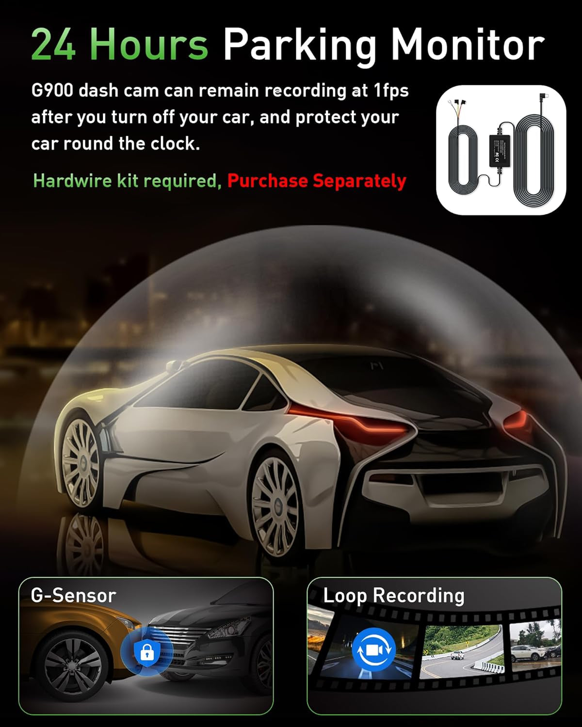 Dash Cam Front and Rear,4K+1080P Wifi Dual Dash Camera for Cars with App, 3" IPS Dashboard Camera Recorder,Night Vision,24H/7 Parking Mode, Loop Recording,170° Wide Angle,Free 64GB SD Card