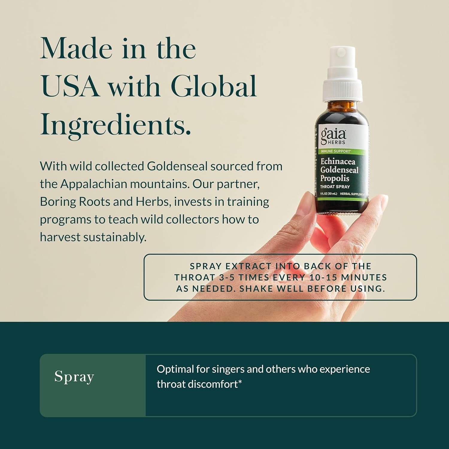 Echinacea Goldenseal Propolis Throat Spray - for Immune Support & Throat Health - with Licorice Root, Thyme, Echinacea, Peppermint & Oregon Grape - Organic 1 Fl Oz Spray Bottle TLBH