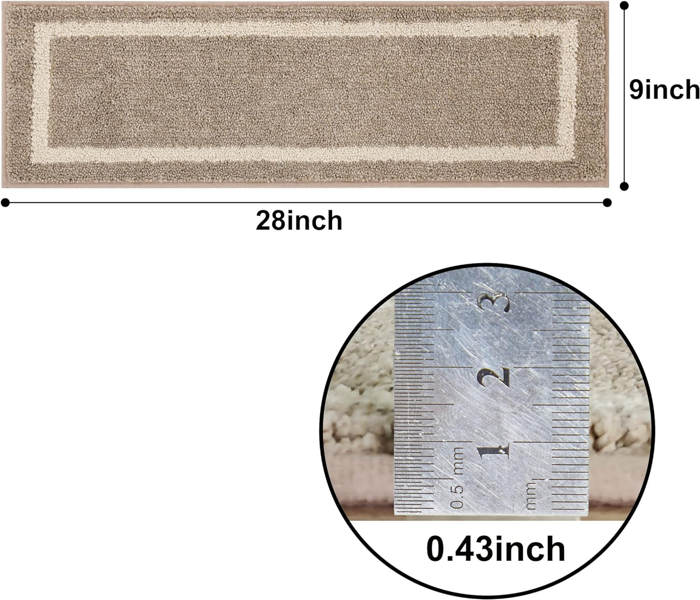 Soft Stair Treads Non-Slip Carpet Mat 28Inx9In Indoor Stair Runners for Wooden Steps,Stair Rugs for Kids and Dogs, 100% Polyester TPE Backing 10Pcs,Beige,Square