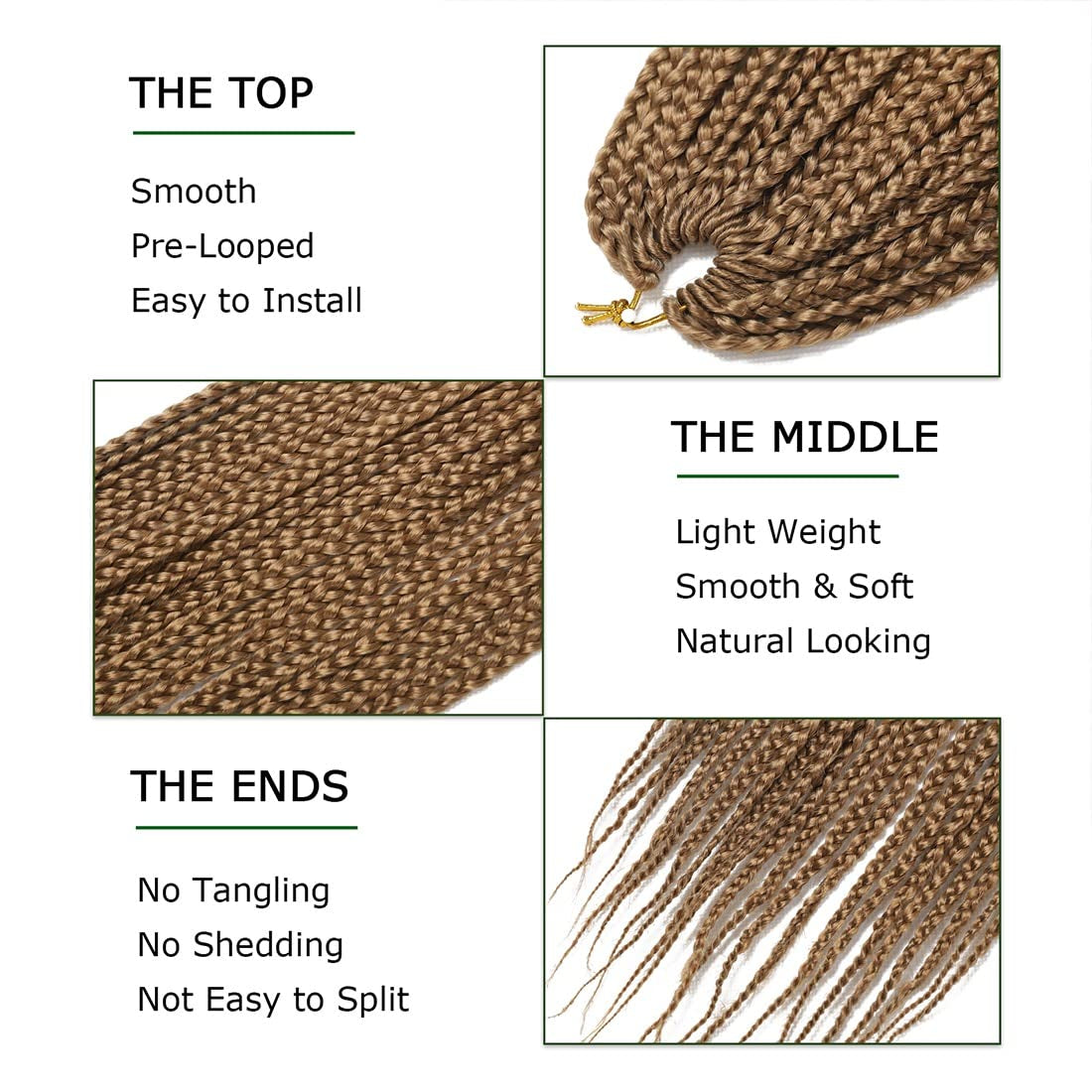 Crochet Box Braids Hair Pre Looped Goddess Box Braids Crochet Braiding Hair 7 Packs Crochet Box Braids 3X Box Braids Crochet Hair (18 Inch, #27)