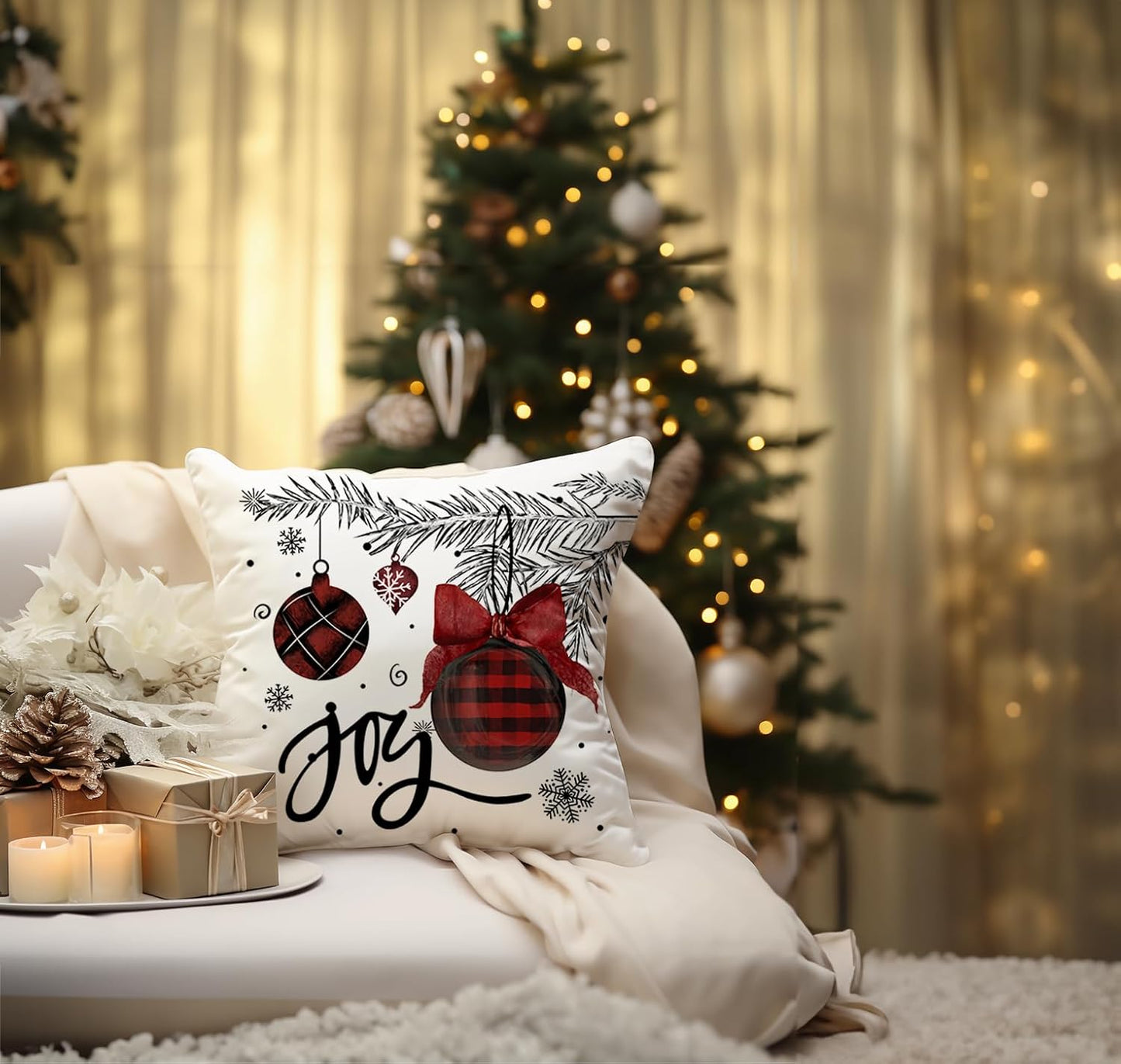 Christmas Decorations Pillow Covers 16×16 Set of 4 Snowflake Santa Snowman Merry Christmas Tree Joy Balls Xmas Rustic Winter Holiday Throw Pillows Christmas Decor Cushion Cases Grey-16