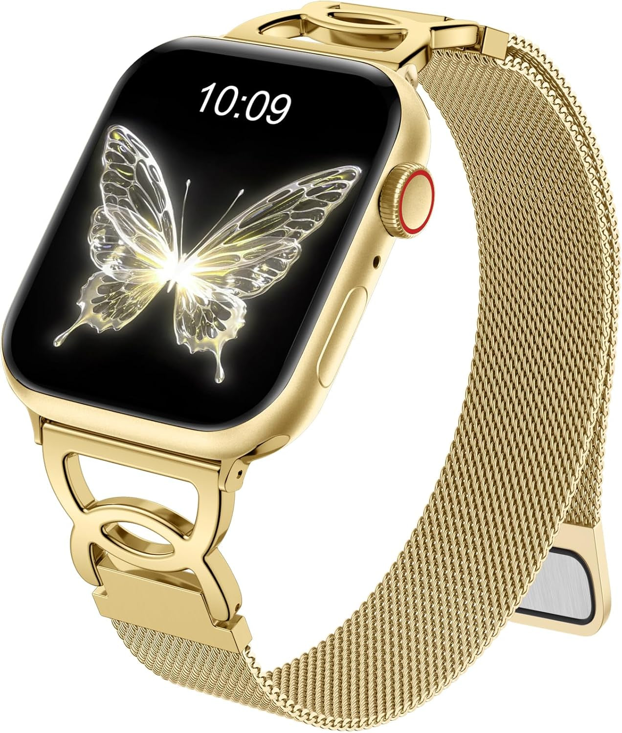 Slim Milanese Loop Compatible with Apple Watch Band 40Mm 41Mm 38Mm 42Mm 44Mm 45Mm 46Mm 49Mm Women, Thin Stainless Steel Mesh Loop Magnetic Wristbands for Iwatch SE Series 10 9 8 7 6 5 4 3 2 1