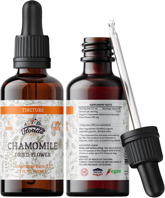 Chamomile Tincture, Organic Chamomile Extract (Matricaria Recutita) Flowers TLBH