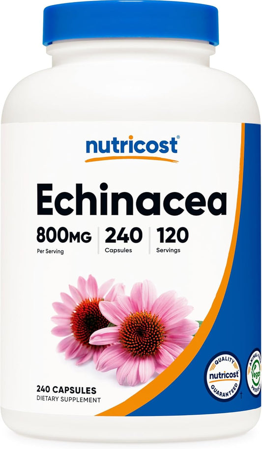 Echinacea 800Mg, 240 Capsules - Vegetarian Caps, Non GMO, Gluten Free, 120 Servings TLBH