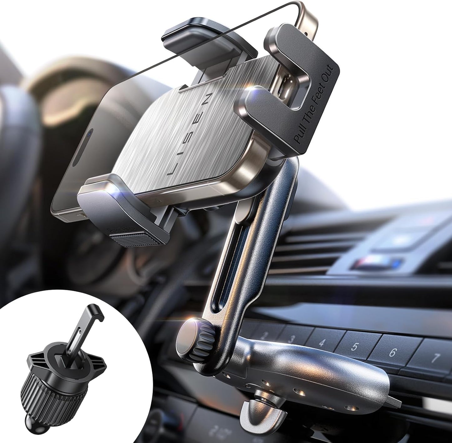 CD Phone Holder for Car,Adjustable CD Slot Phone Mount Holder for Iphone Ultra Sturdy Cell Phones Holders for Your Car Accessories for Women for Iphone 16E 16 Samsung S25 S24 All Phones,Black