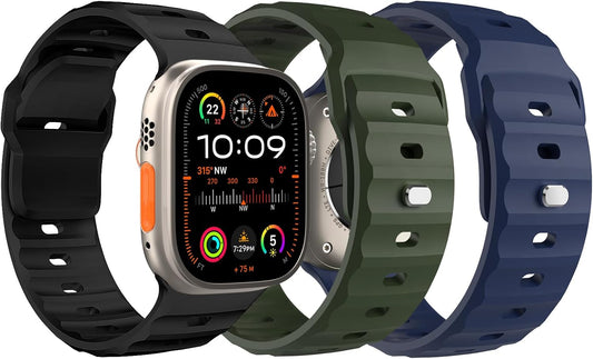 Sport Band Compatible with Apple Watch 49Mm 45Mm 44Mm 42Mm, 3Pcs Soft Silicone Replacement Watch Strap Fit Iwatch Ultra 2 Ultra SE Series 9 8 7 6 5 4 3 2 1