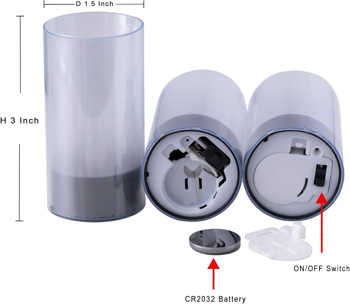 Flameless Candles, Battery Operated LED Pillar Candles, D1.5 X H3 Inch, Flickering Warm Yellow Long Flame-Effect Light with Black Base, Romantic Electronic Fake Candles, Set of 12 (Black)