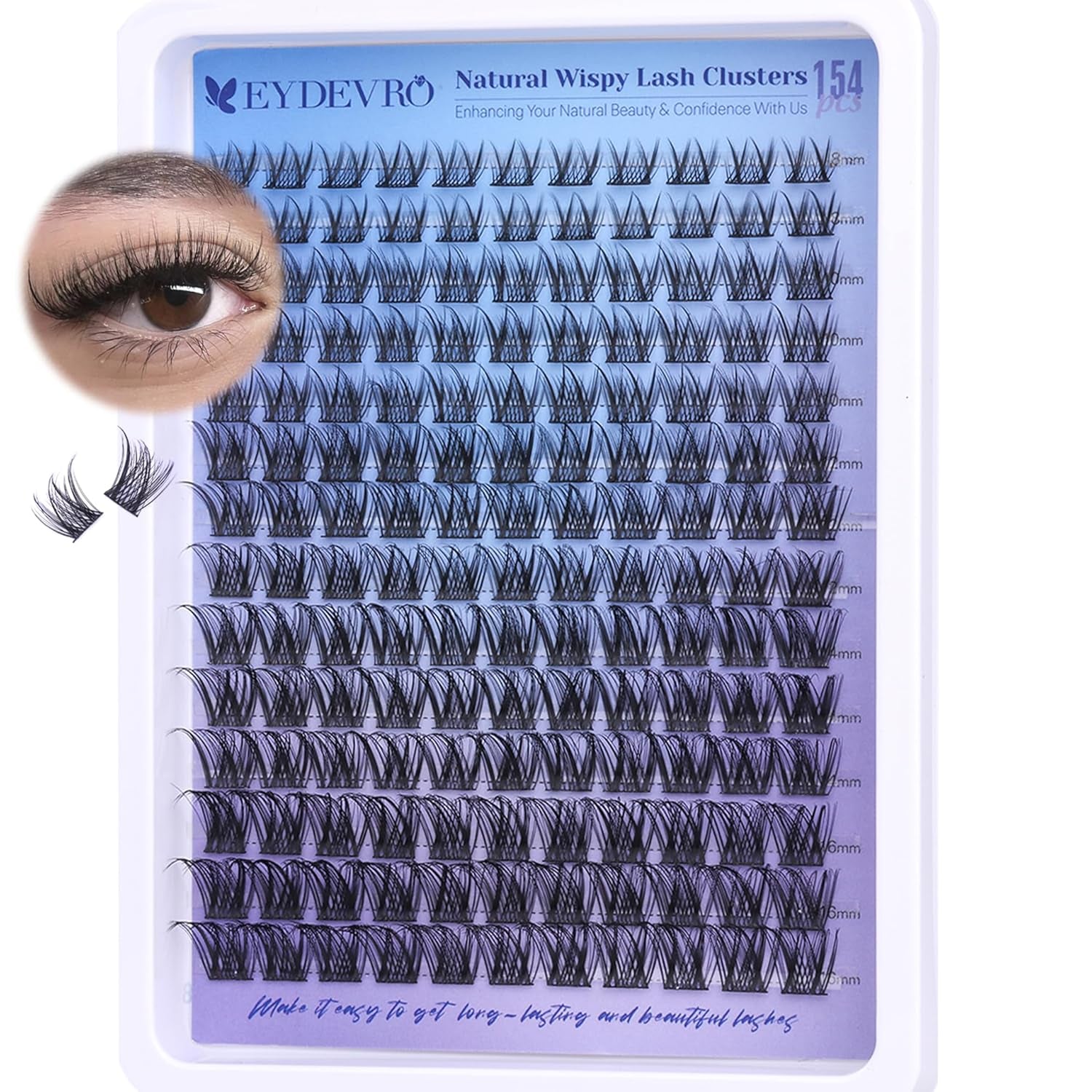 Fluffy Lash Clusters Kit 80D100D Volume Lash Extension Kit 280 Pcs Left/Right Cluster Eyelash Extension Kit D Curl Thick Mega Lash Clusters with Waterproof Lash Bond and Seal and Lash Tweezers