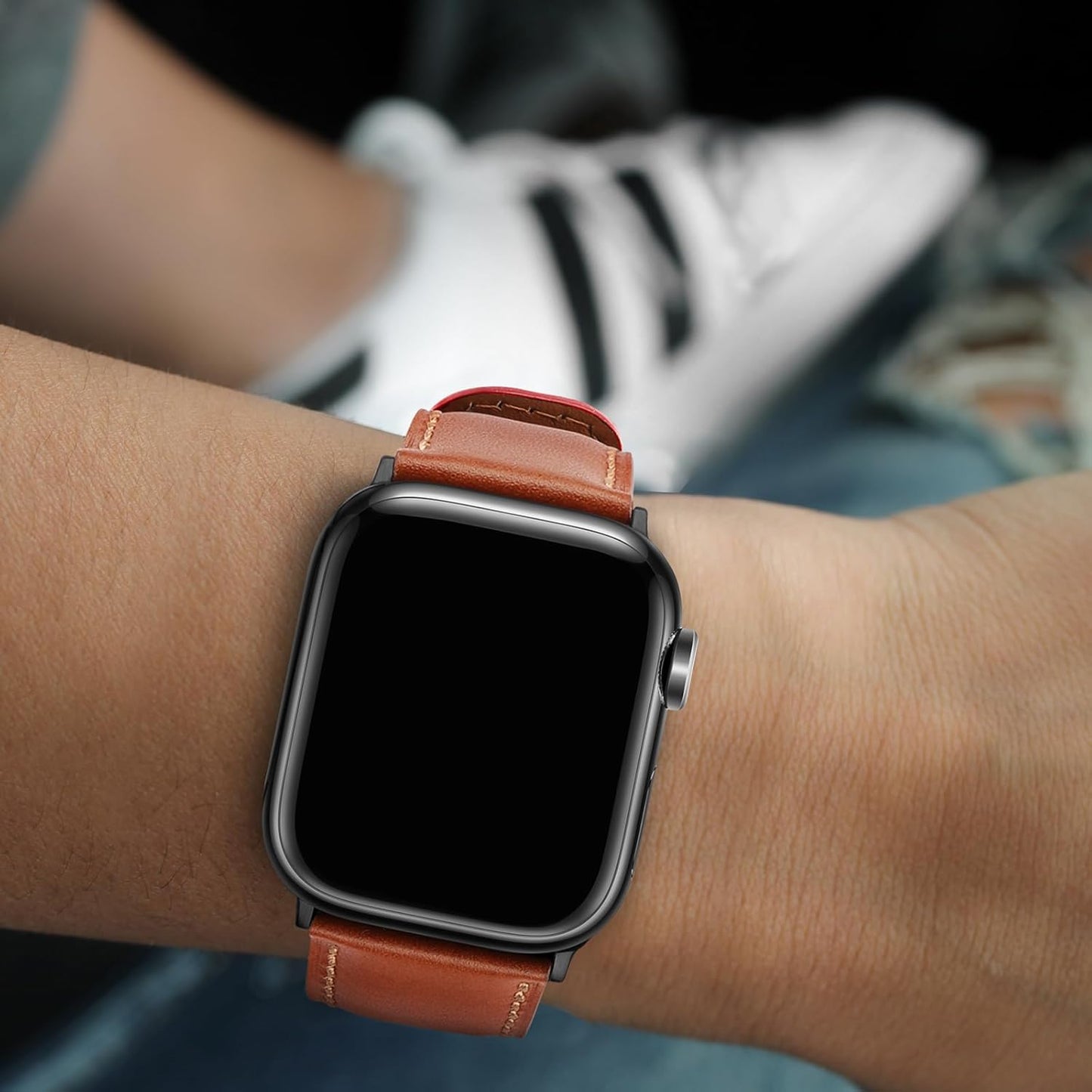 Bands Compatible with Apple Watch Band 49Mm 45Mm 44Mm 42Mm Men Genuine Leather Replacement Bands Compatible with Apple Watch Ultra 2 Ultra SE 2 SE Series 9 8 7 6 5 4 3 2 1, Classic Brown