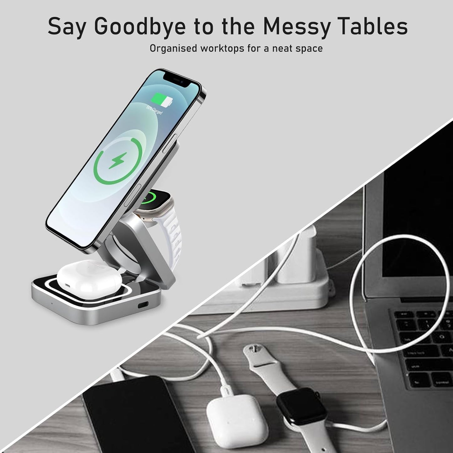 Compatible with Apple Watch Band 38Mm 40Mm 41Mm Rose Gold with Case & 3 in 1 Charging Station for Iphone Apple Watch Airpods
