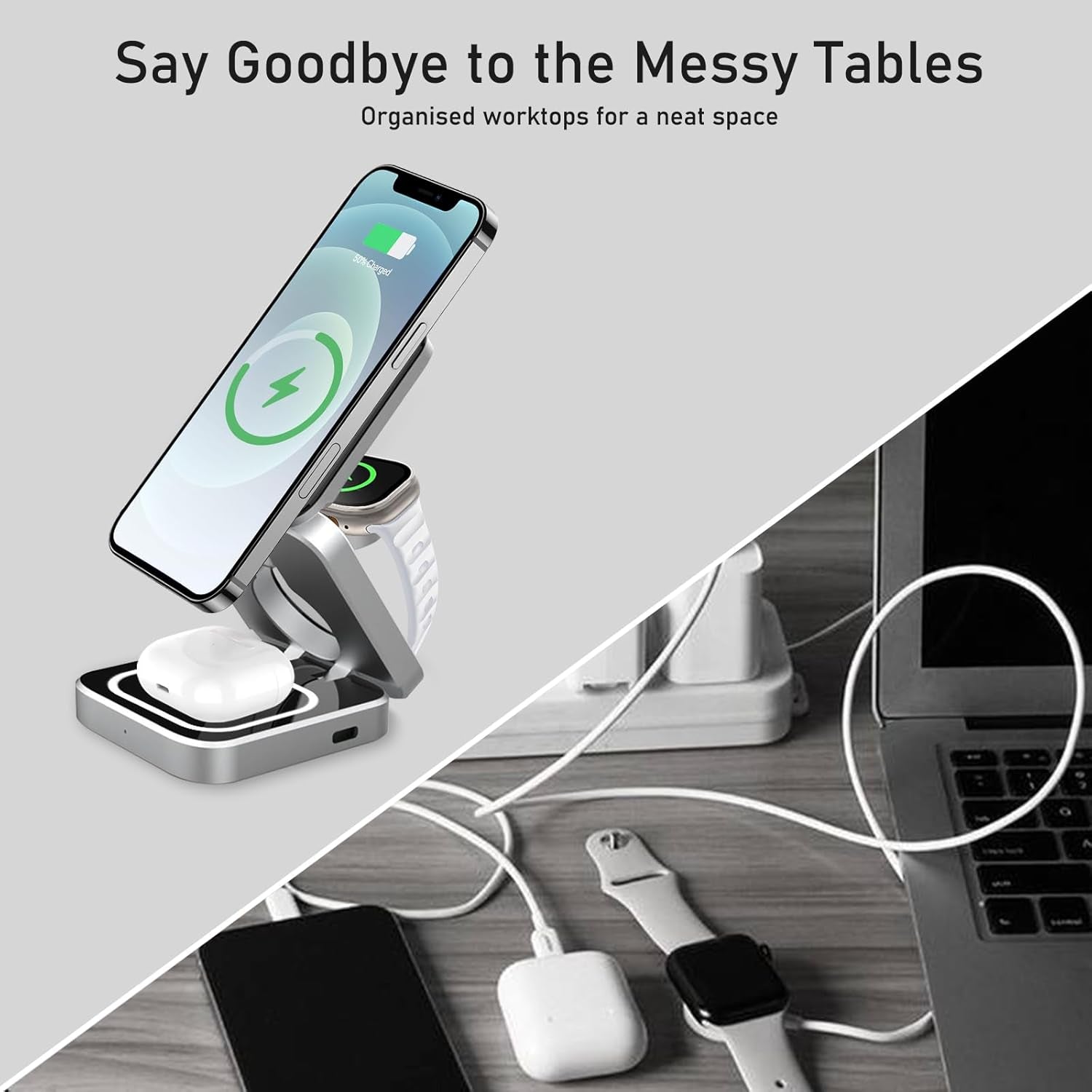 Compatible with Apple Watch Band 38Mm 40Mm 41Mm Rose Gold with Case & 3 in 1 Charging Station for Iphone Apple Watch Airpods
