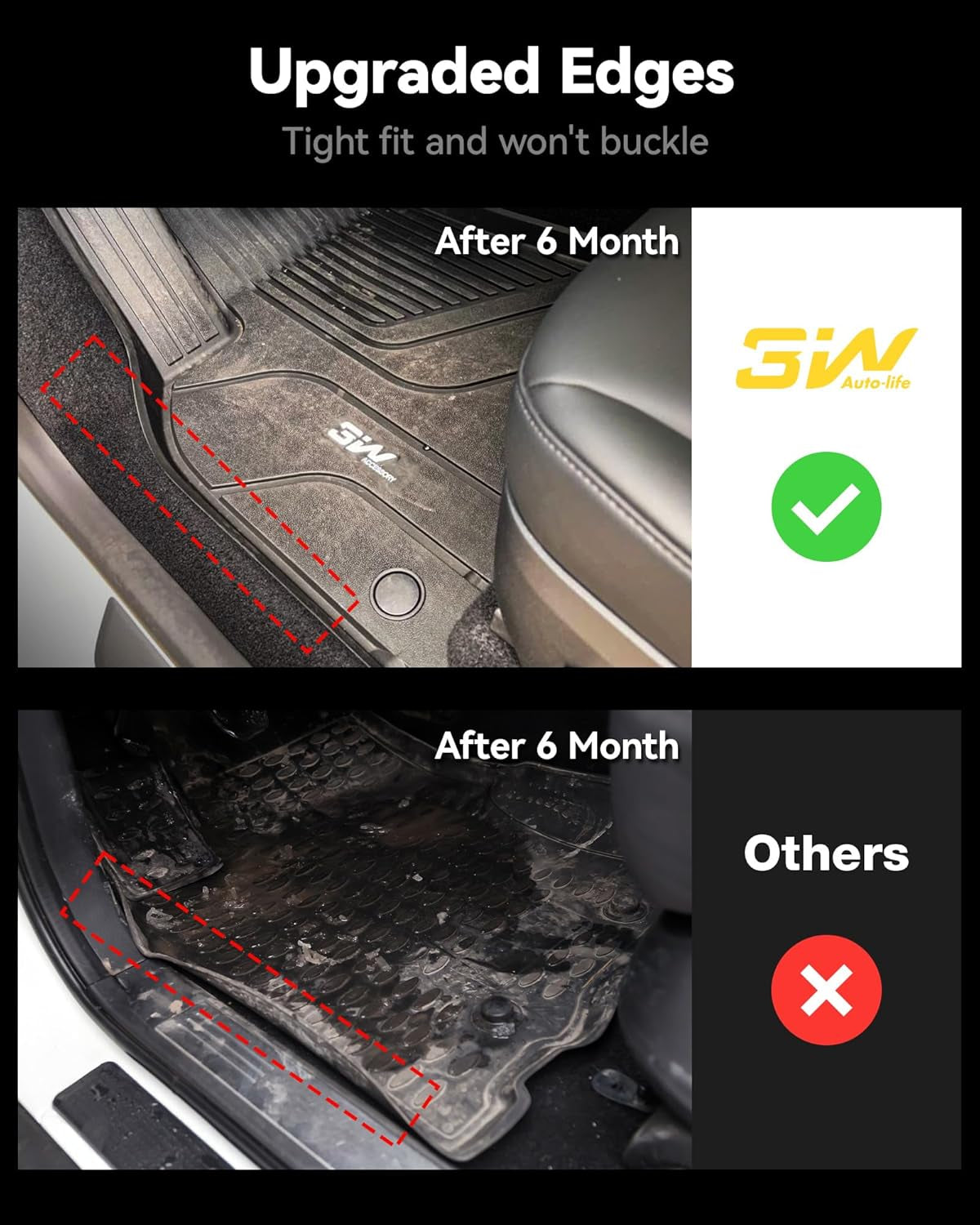 Floor Mats Fit for 2019-2024 2025 Chevy Silverado/Gmc Sierra Denali 1500 & 2020-2024 2025 GMC Sierra 2500/3500 HD Crew Cab TPE All Weather Floor Liner, Fit for 2Nd Row with Factory Carpeted Storage