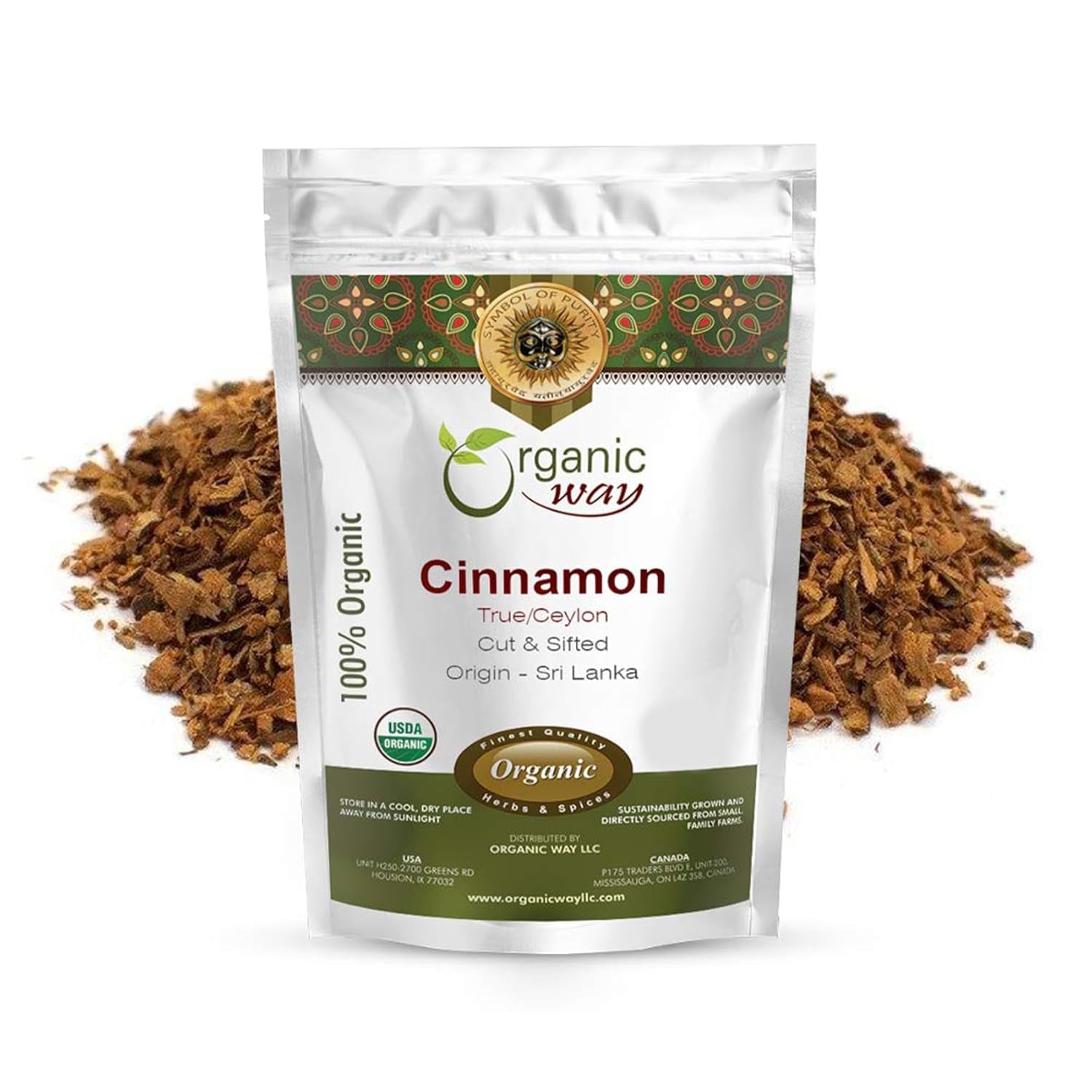 Premium True Ceylon Cinnamon Cut & Sifted (Cinnamomum Verum) - Adds Flavour | Raw, Non GMO & Gluten Free | USDA Certified | Origin - Sri Lanka (1 LBS / 16OZ) TLBH