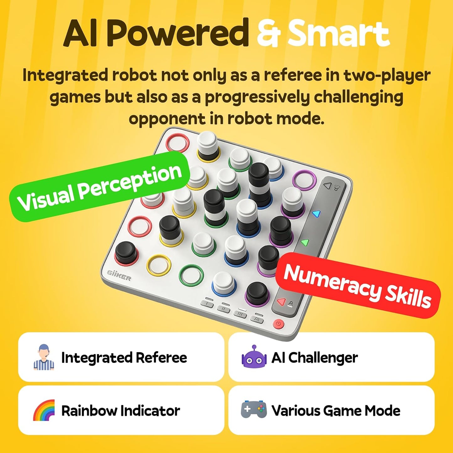 Smart Four, 3D Ai-Powered 4 in a Row Game, Strategy Board Games with Integrated Referee for 1-2 Players, Travel Games for Ages 6-12 and Up, Birthday Gift for Kids Family Game Night