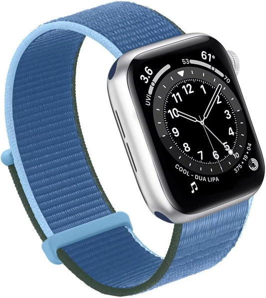 Compatible with Apple Watch Band 49MM 45MM 44MM 42MM 41MM 40MM 38MM, Women Men Sport Nylon Loop Strap for Iwatch Series Ultra 8 7 6 5 4 3 2 1 SE (38/40/41Mm,Azure)