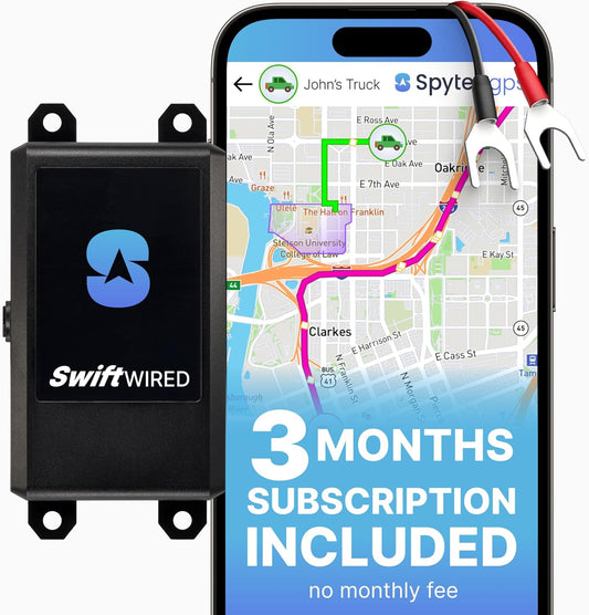 Spytec Swift Wired GPS Tracker for Cars with 3 Month Service, No Fees, GPS Tracking for Vehicles & Trucks, Easy Installation to Car Battery W/No Drain, 24/7 GPS Surveillance, USA & Worldwide Tracking TRUCK DRIVER