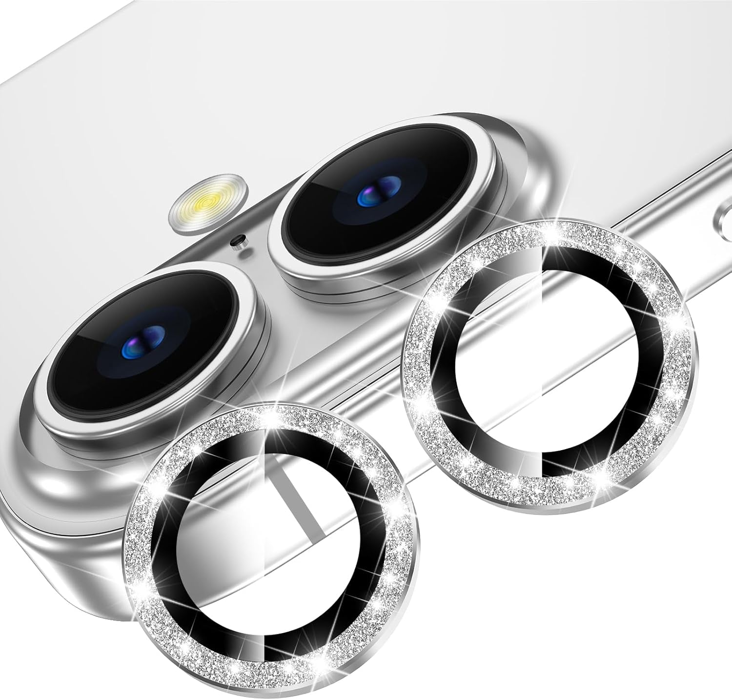 for Iphone 16 Plus/Iphone 16 Camera Lens Protector, Individual anti Scratch Metal Ring Tempered Glass Camera Screen Protector for Iphone 16 Accessories, Case Friendly (Pink)