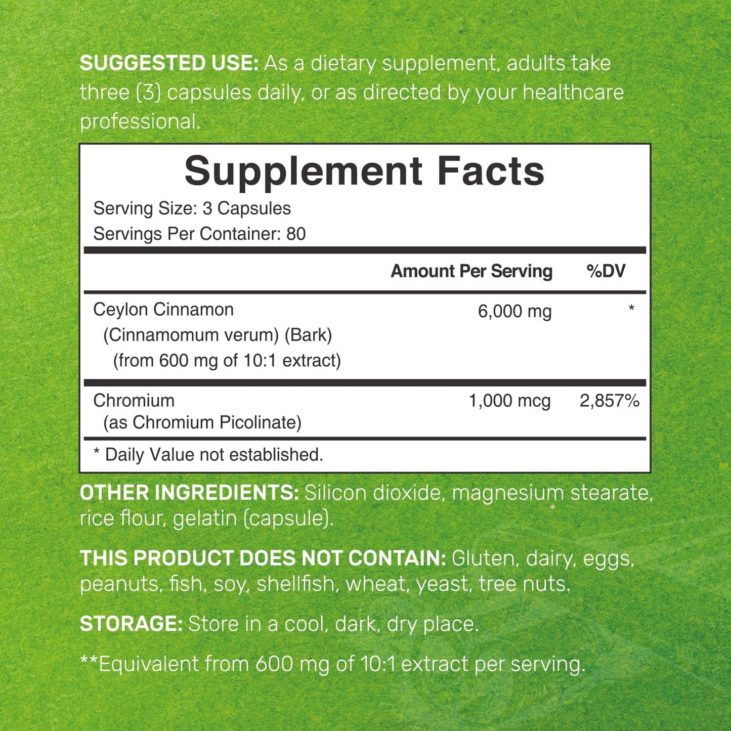 Ceylon Cinnamon 6,000Mg with Chromium 1,000Mcg per Serving, 240 Capsules –Active Inner Bark Extract – True Sri Lanka Source – Natural Cinnamon Supplements– Non-Gmo TLBH