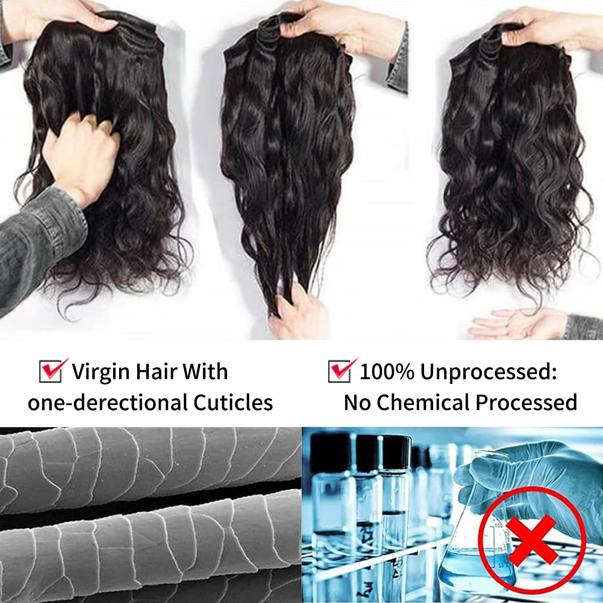 Human Hair Bundles 20 22 24 26 Inch 12A Body Wave Bundles Human Hair 100% Unprocessed Brazilian Virgin Hair 4 Bundles Human Hair Body Wave Human Hair Extensions Bundles Human Hair Natural Black