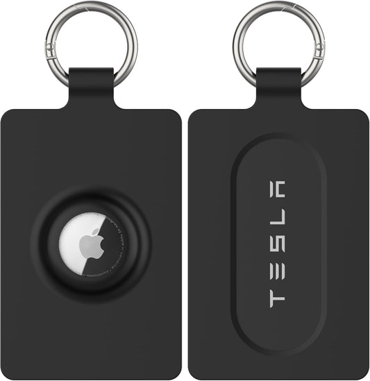 Card Holder for Tesla Keycard with Airtag, Soft Silicone Key Card Protective Case Cover for Tesla Model 3 Y S X, Key Holder with Keychain Key Rings - 1 Pack