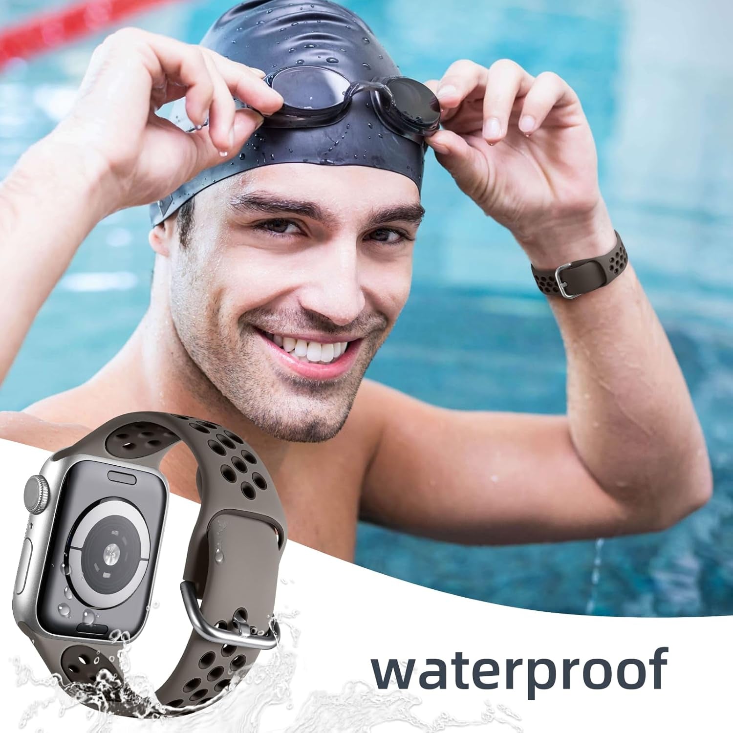 Sport Band Compatible with Apple Watch 38Mm 40Mm 41Mm 42Mm 44Mm 45Mm 46Mm 49Mm for Women Men, Breathable Soft Silicone Replacement Strap for Iwatch Ultra 2/ Ultra SE Series 10 9 8 7 6 5 4 3 2 1