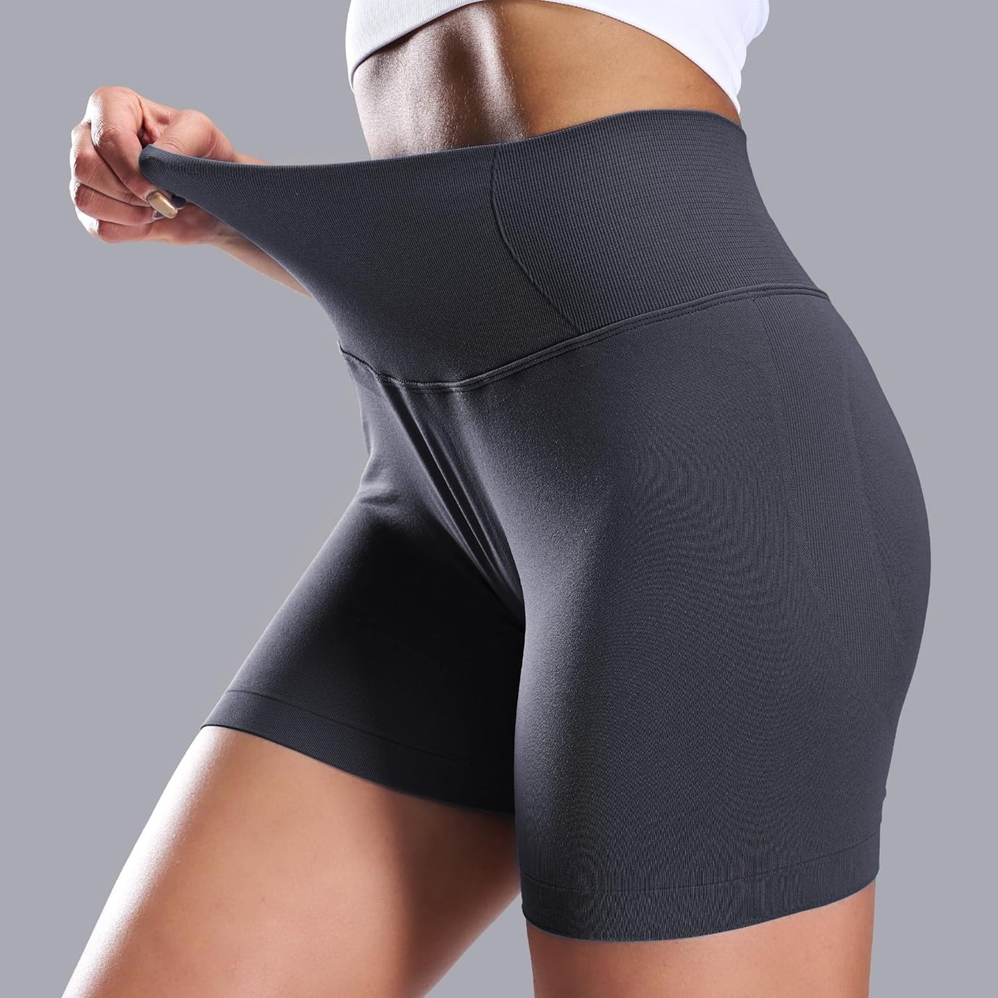 Women'S Seamless High Waist Tummy Control Intensify Fitness Athletic Running Yoga Gym Shorts