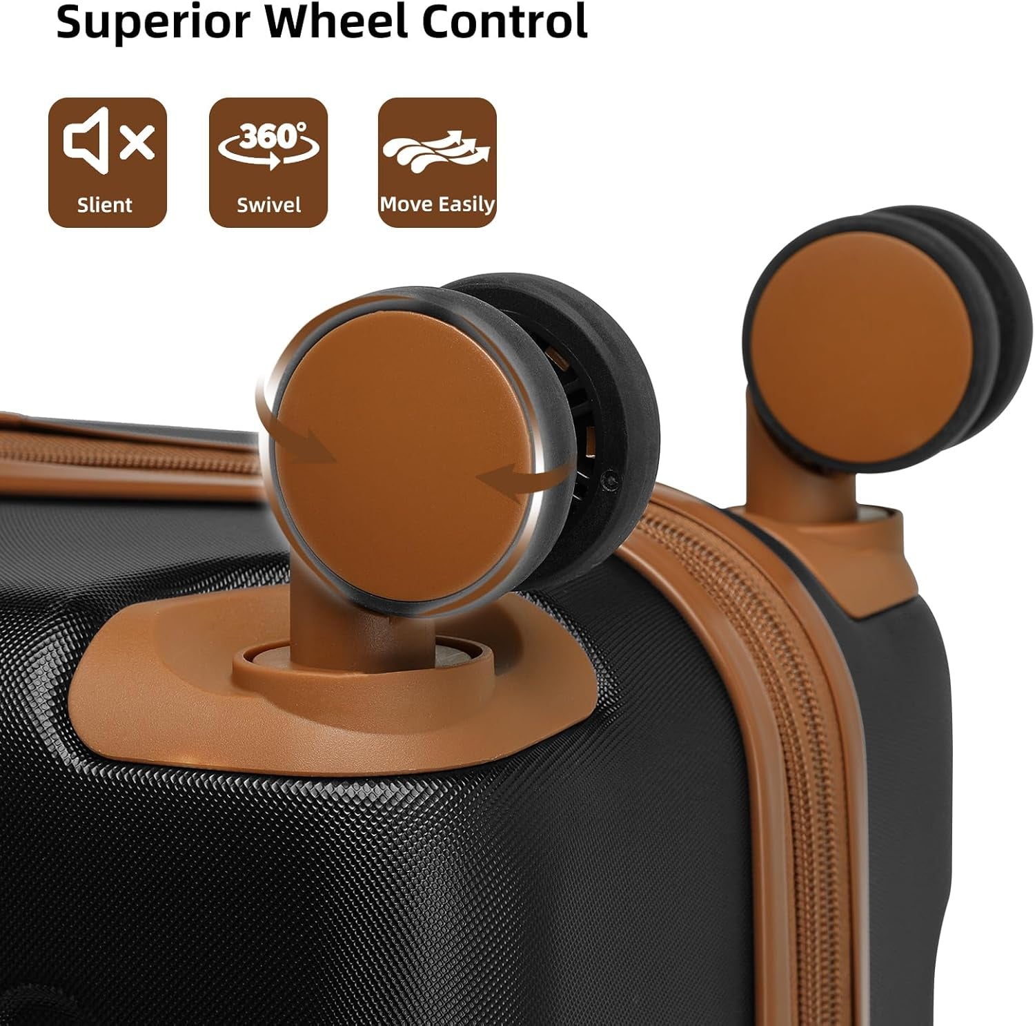 Luggage Sets 6 Piece Hardshell Expandable Suitcases with Spinner Wheels TSA Lock, Lightweight ABS Travel Carry on Suitcase Set for Women, Black Brown