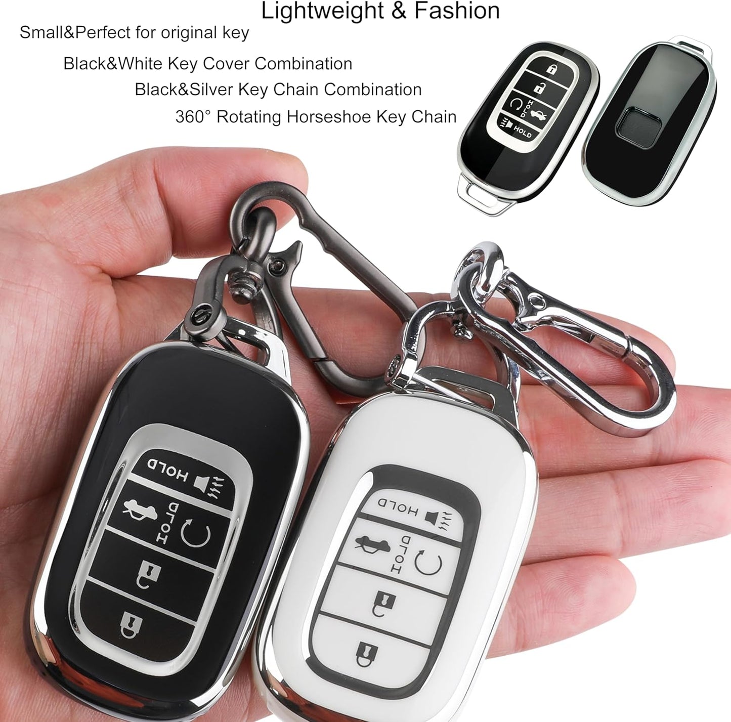 Key Fob Cover for Honda 2022 2023 2024 Accord Civic Pilot - Soft TPU Key Case for Honda CR-V HR-V Sport SI EX EX-L Touring Odyssey 5 Buttons Remote Key Fob (Pack of 2)