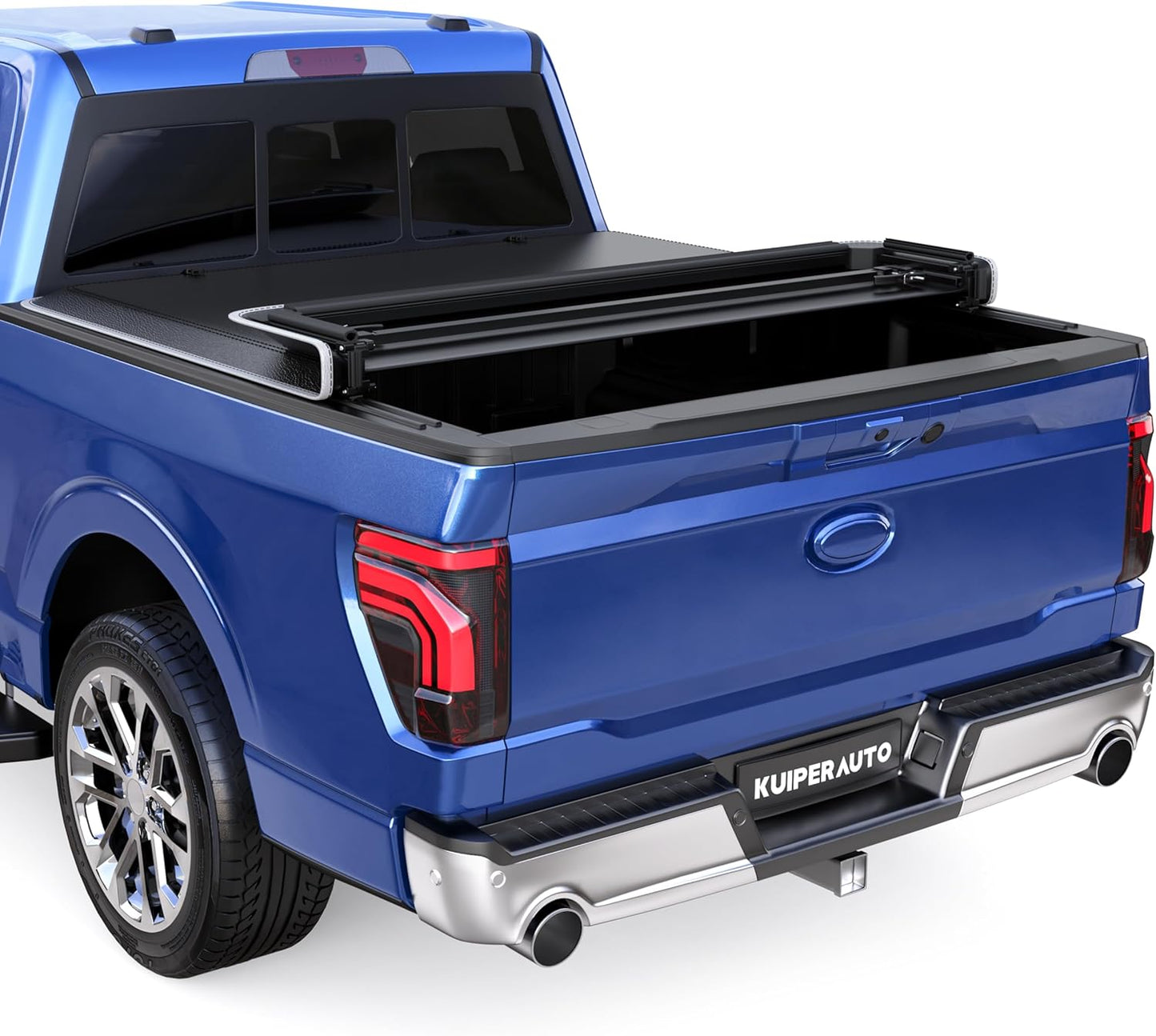 Quad 4-Fold 6.5 FT Soft Folding Truck Bed Tonneau Cover Compatible with 2009-2014 Ford F150 F-150 Styleside Fourth Fold (Excl Raptor Series) without Utility Track System Truck Bed Cover