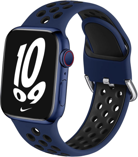 Sport Band Compatible with Apple Watch 38Mm 40Mm 41Mm 42Mm 44Mm 45Mm 46Mm 49Mm for Women Men, Breathable Soft Silicone Replacement Strap for Iwatch Ultra 2/ Ultra SE Series 10 9 8 7 6 5 4 3 2 1