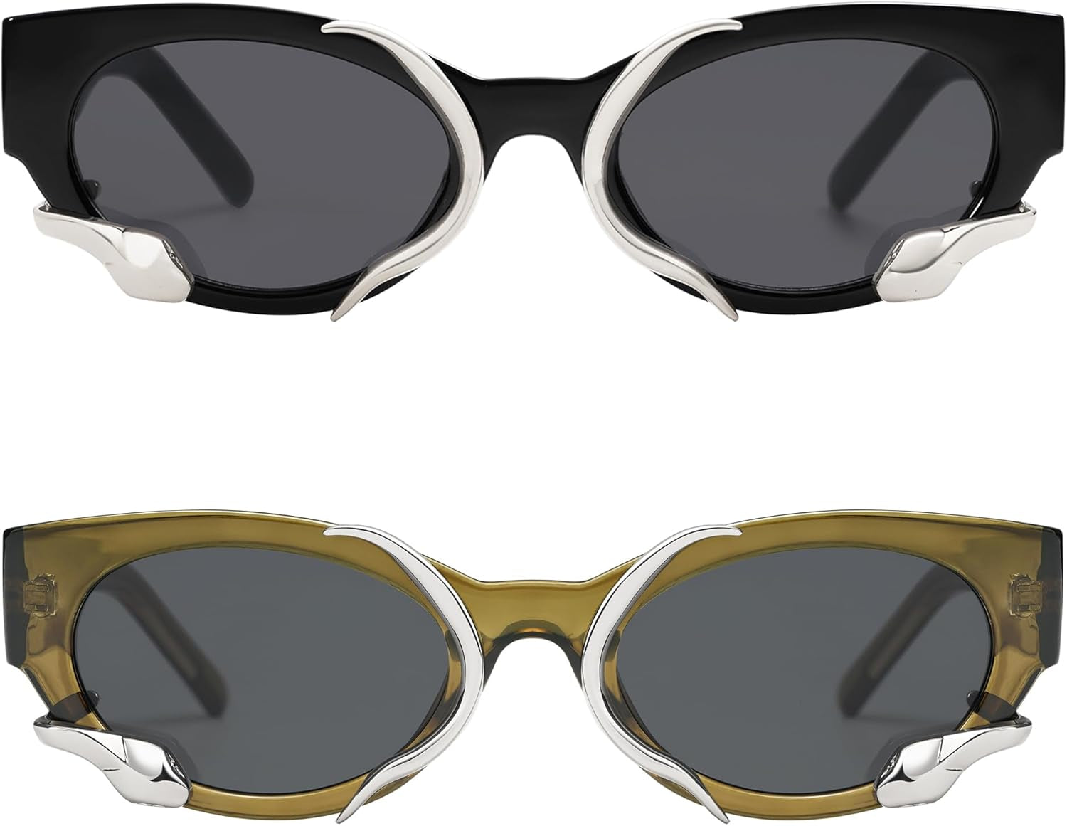 Trendy Sunglasses for Women Men Vintage Narrow Cateye Metal Snake Sunnie Y2K Accessories AP3621