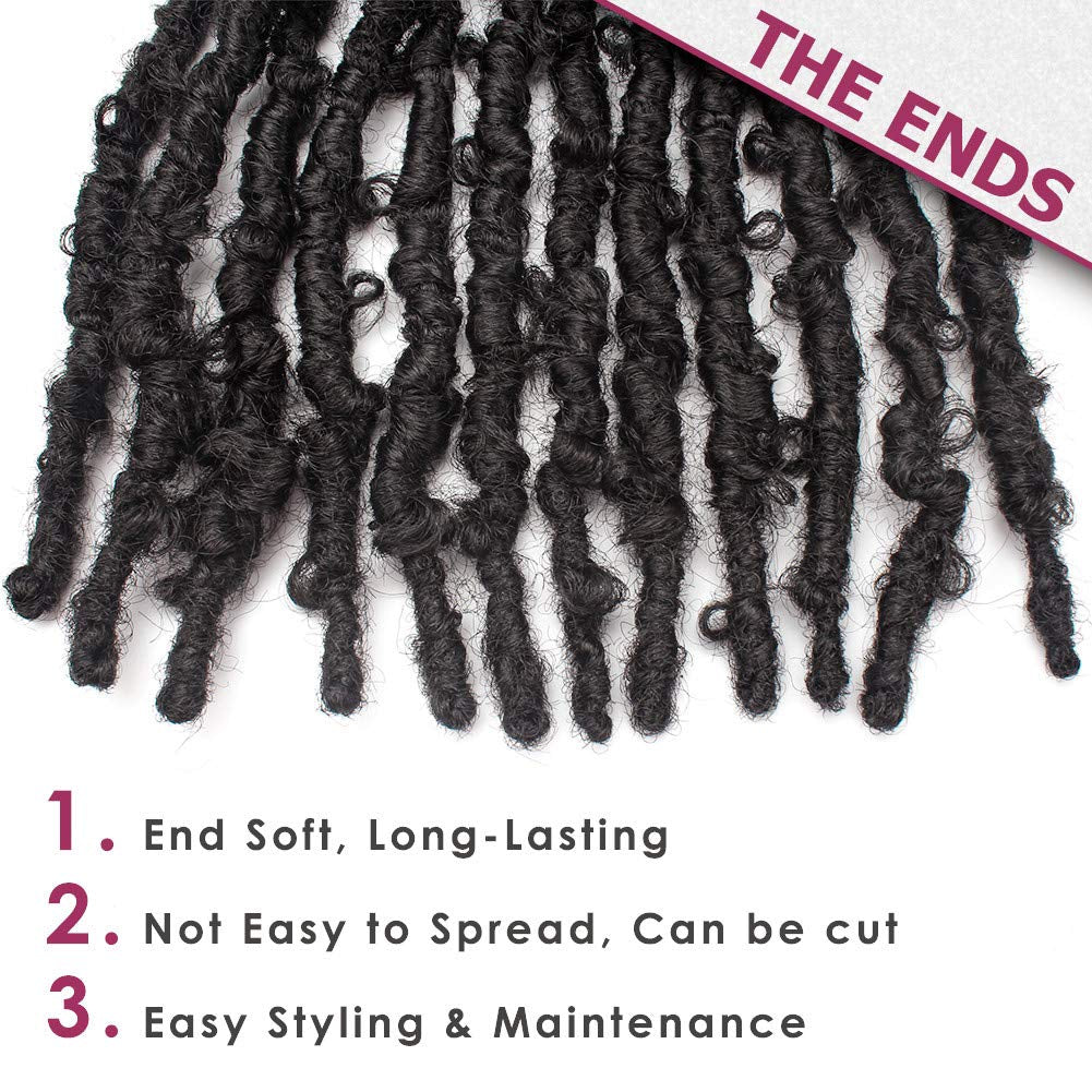 6 Packs Butterfly Locs Crochet Hair 12 Inch Pre Looped Distressed Locs Crochet Braids (2#)