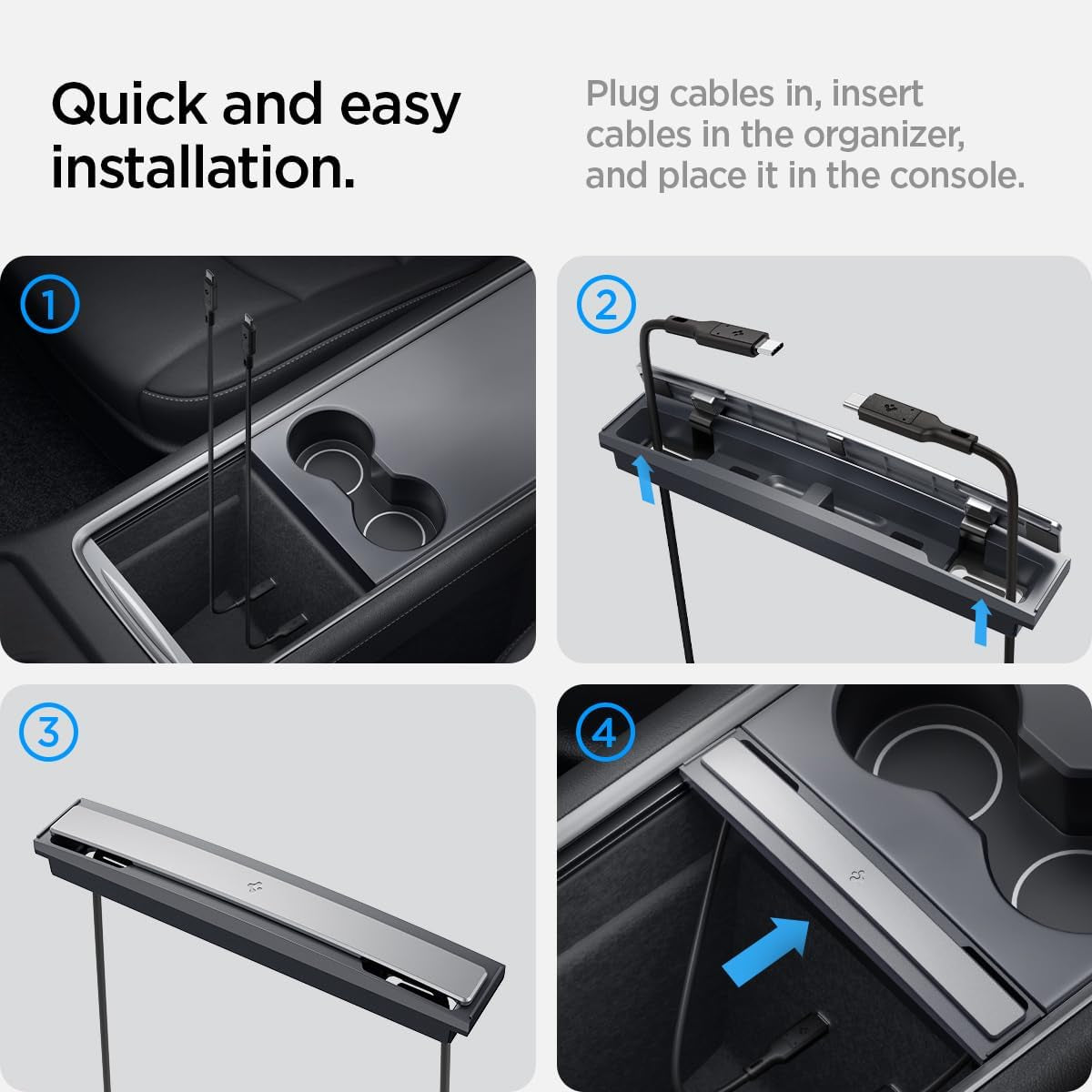 Cable Organizer Station Designed for Tesla Model 3 and Y 2024/2023/2022 [Not Compatible with Model 3 2024 Refresh] [Cable Not Included]
