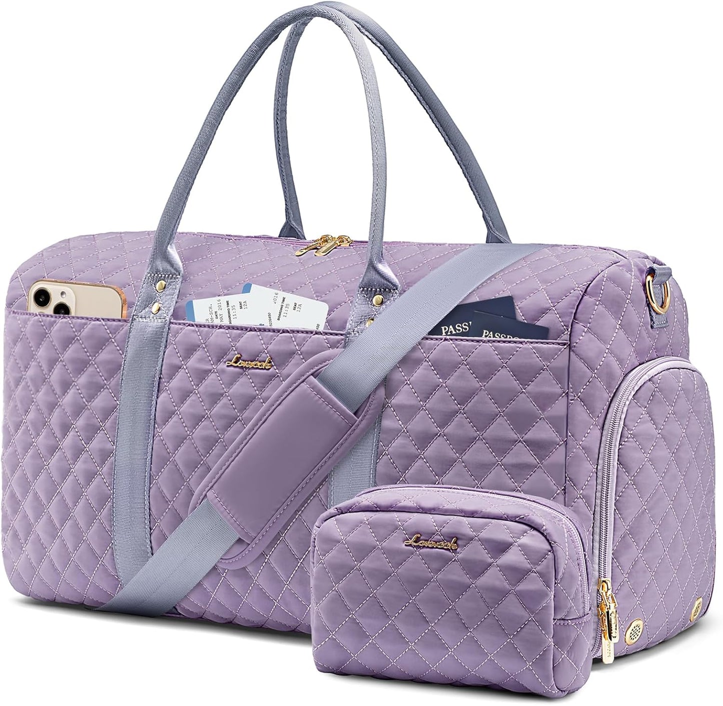 Travel Duffle Bag,Carry on Overnight Bag with Shoe Compartment,Weekender Bags for Women with Toiletry Bag,Gym Duffel Bag with Wet Pocket,Hospital Bags for Labor and Delivery