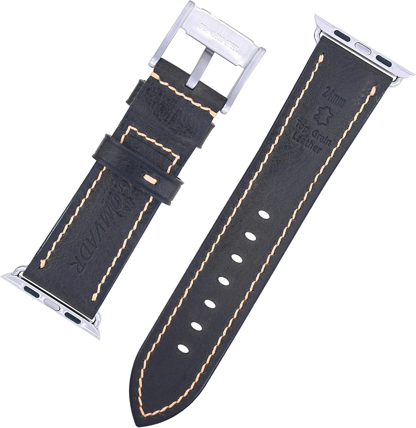 Vintage Leather Watch Bands Compatible with Apple Watch Band 38Mm/40Mm/41Mm 42Mm/44Mm/45Mm, Top Grain Genuine Leather Replacement Watch Strap for Apple Watch Series SE 9 8 7 6 5 4 3 2 1 SE for Men Women